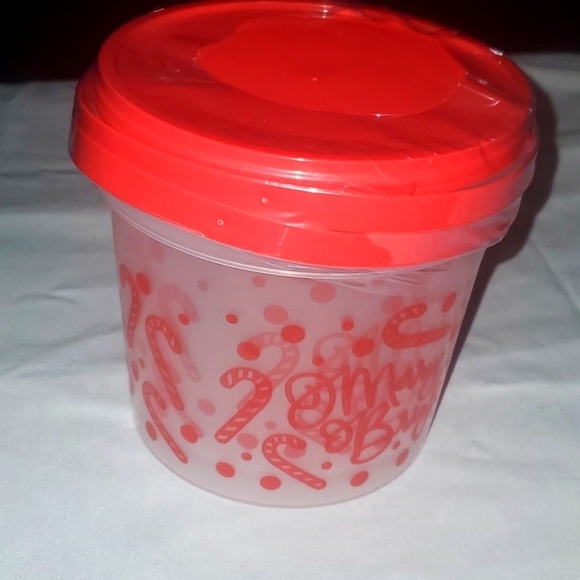 Christmas Holiday Mini Plastic Containers with Lids & Handles-Set of 2 - Picture 1 of 2